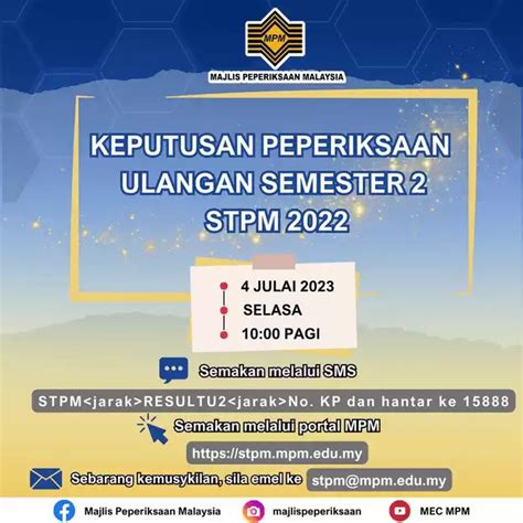 Cara Semak Keputusan STPM Ulangan U1 & U2 2023.